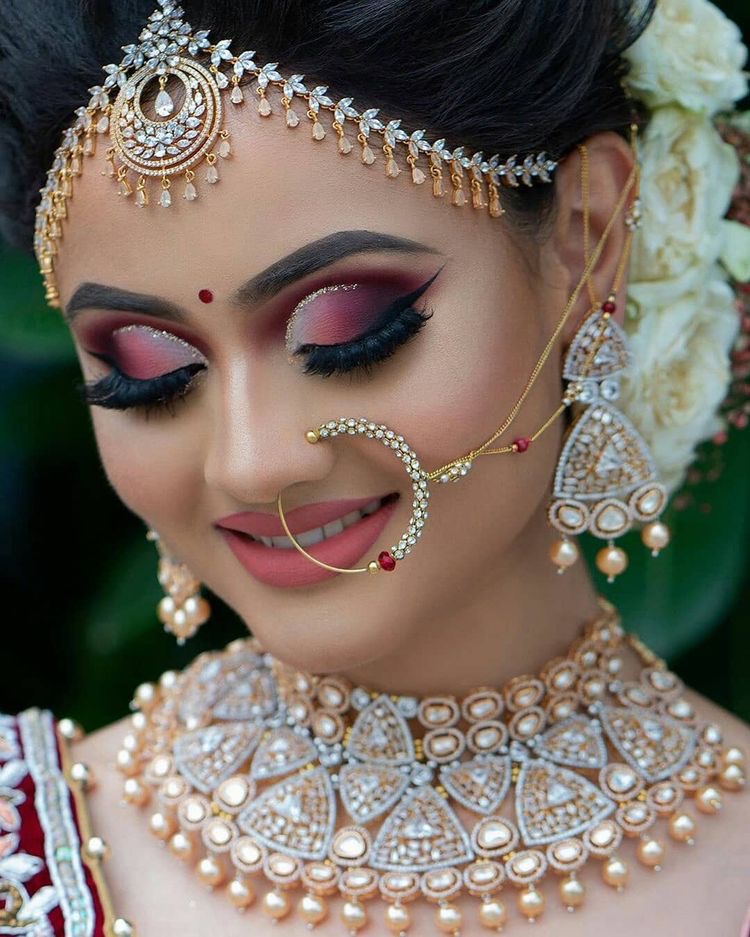 Buy Silvermerc Designs Pearl Bridal Chained Kundan Nose Ring For Wedding  online